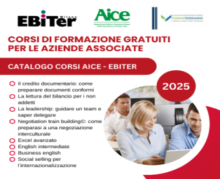 CORSI DI FORMAZIONE GRATUITI PER LE AZIENDE ASSOCIATE CATALOGO CORSI AICE - EBITER 2025